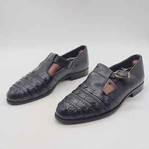 Vintage Mario De Gerard Italy Sz 9 Woven Leather Black Men's Loafers